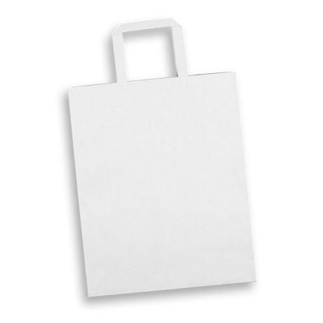 Large Flat Handle Paper Bag Portrait - White