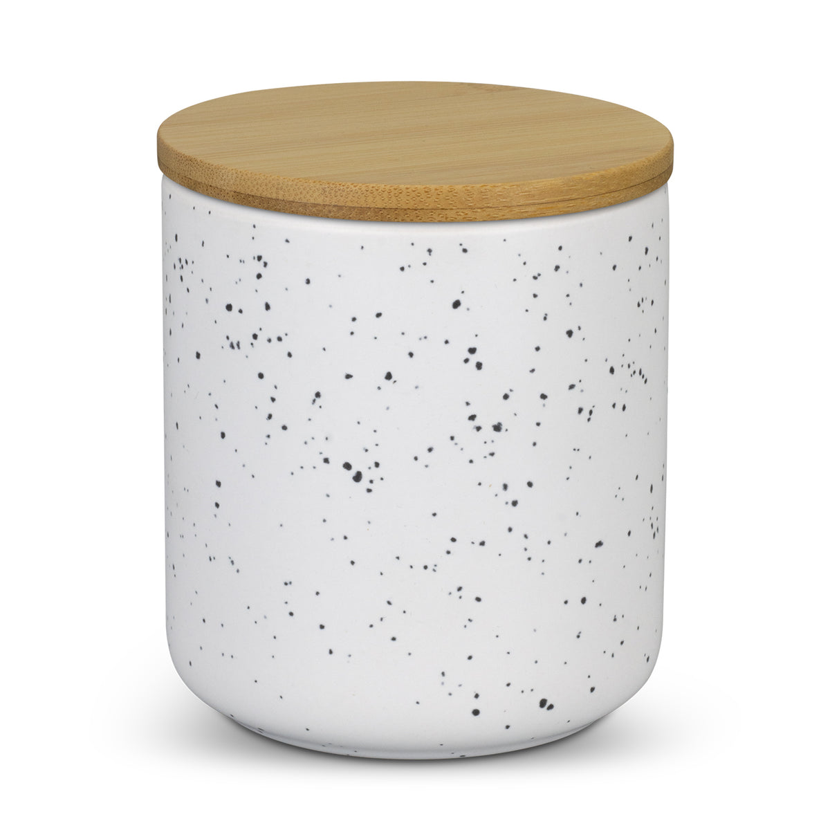NATURA Candle with Bamboo Lid - White Speckle