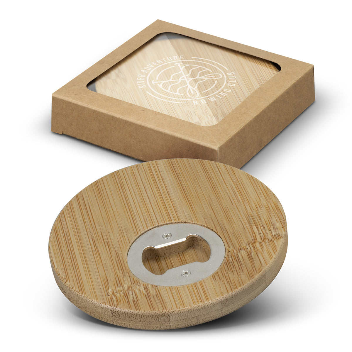 Bamboo Bottle Opener Coaster - Set of 2 - Round - Main