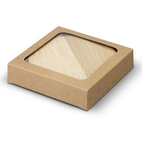 Bamboo Bottle Opener Coaster - Set of 2 - Round - Gift Box