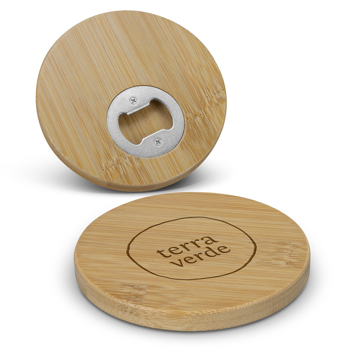 Bamboo Bottle Opener Coaster - Round - Main