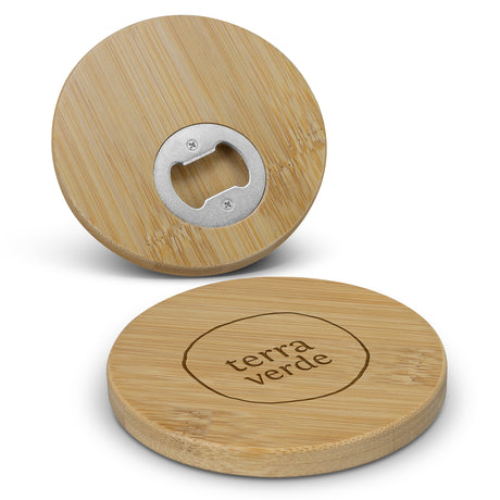 Bamboo Bottle Opener Coaster - Round - Main