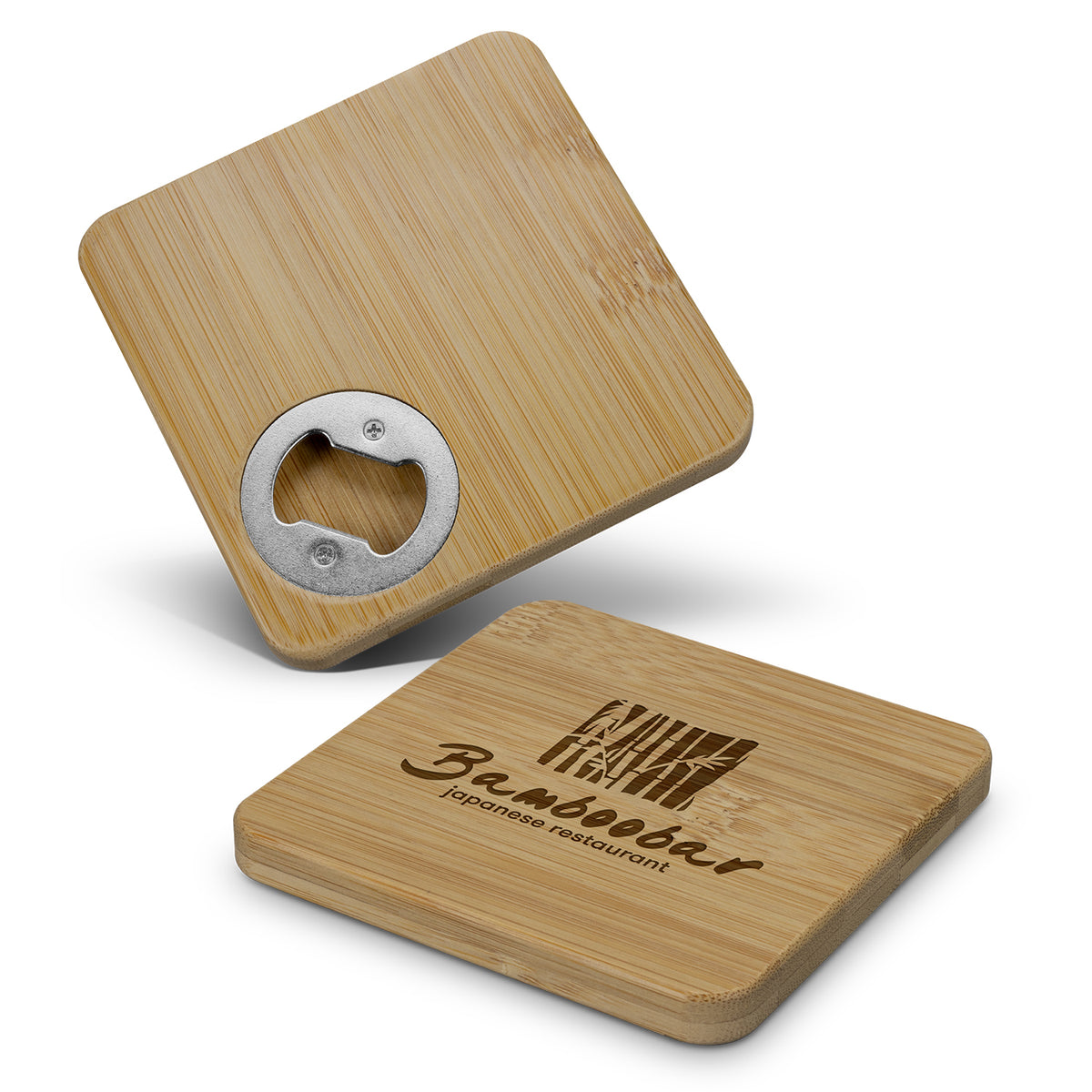 Bamboo Bottle Opener Coaster - Square - Main