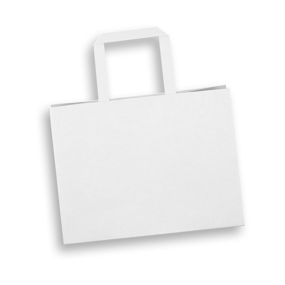 Medium Flat Handle Paper Bag Landscape - White