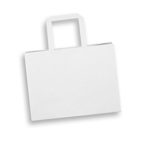 Medium Flat Handle Paper Bag Landscape - White