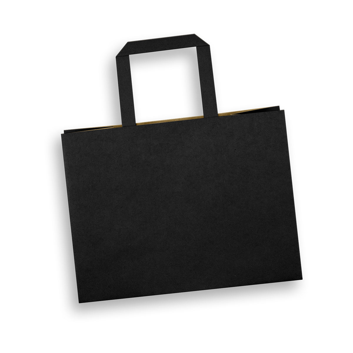 Medium Flat Handle Paper Bag Landscape - Black