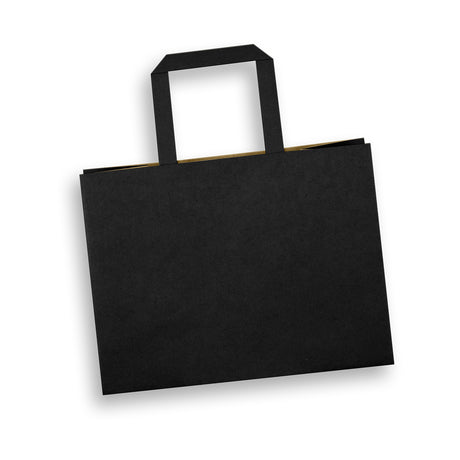 Medium Flat Handle Paper Bag Landscape - Black