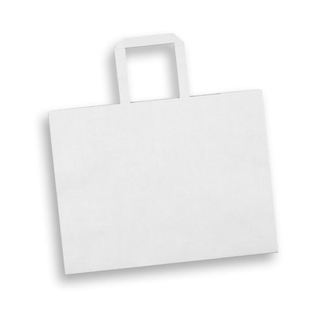Large Flat Handle Paper Bag Landscape - White