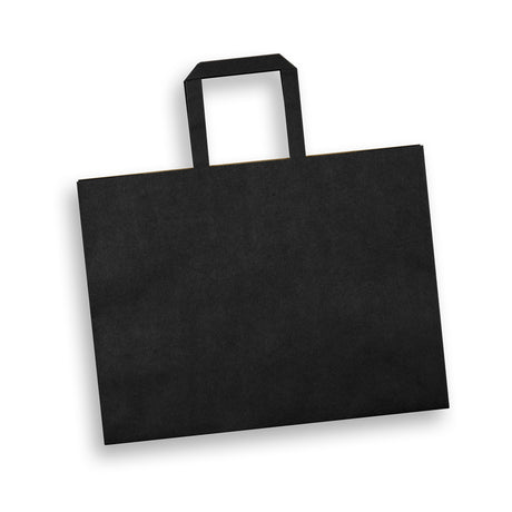 Large Flat Handle Paper Bag Landscape - Black