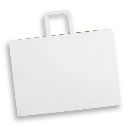 Extra Large Flat Handle Paper Bag Landscape - White