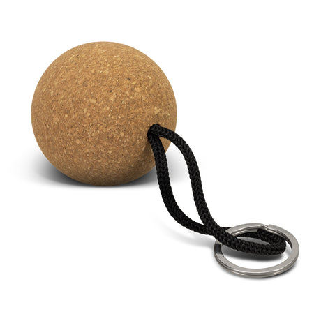 Cork Floating Key Ring - Round - Natural/Black