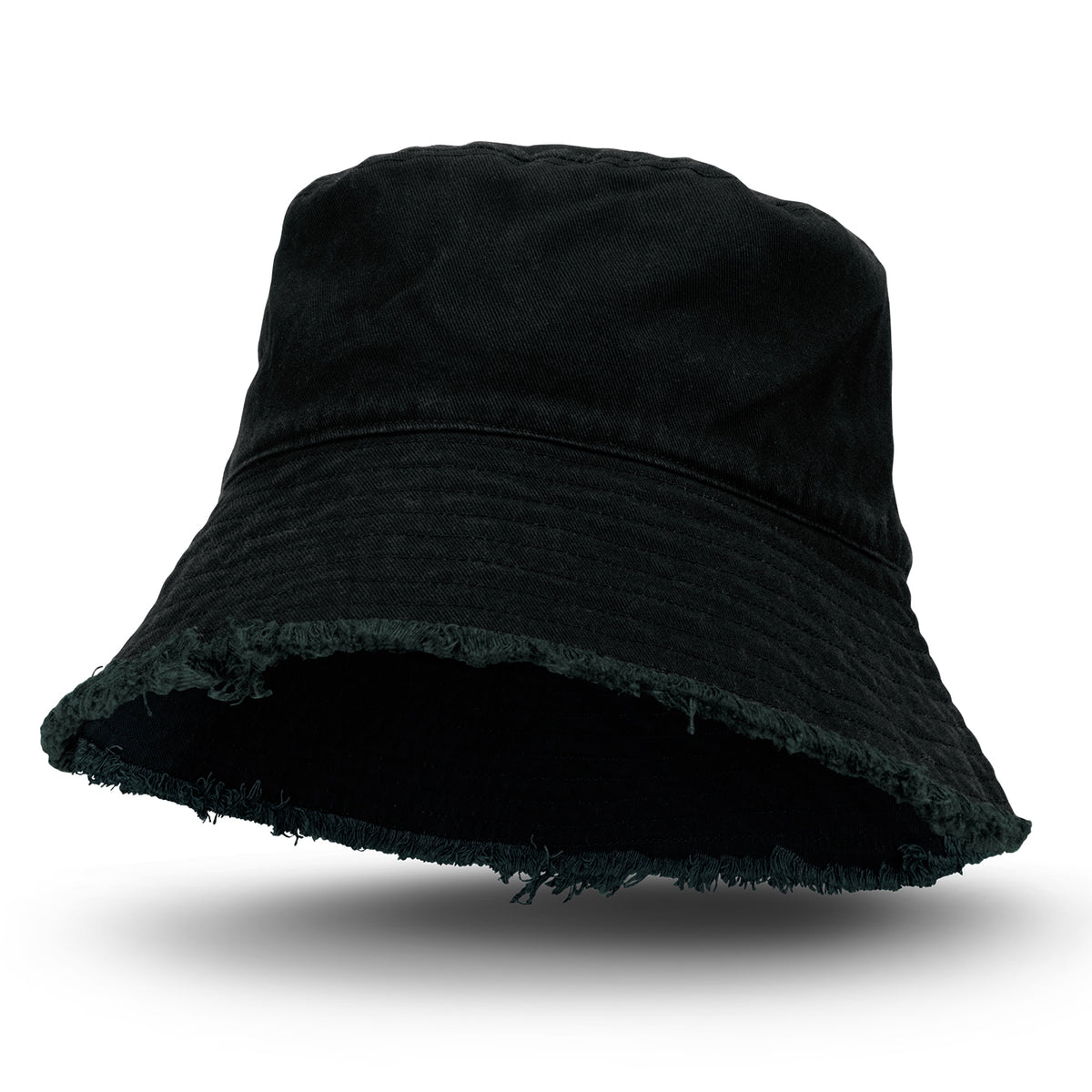 Raw Edge Bucket Hat - Black