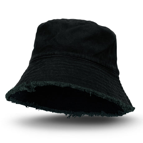 Raw Edge Bucket Hat - Black