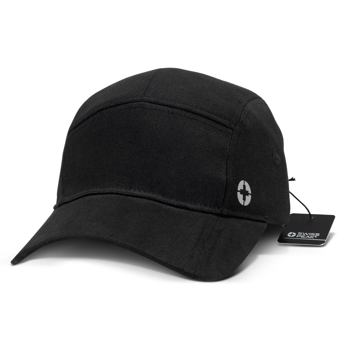 Swiss Peak 5 Panel Cap - Black