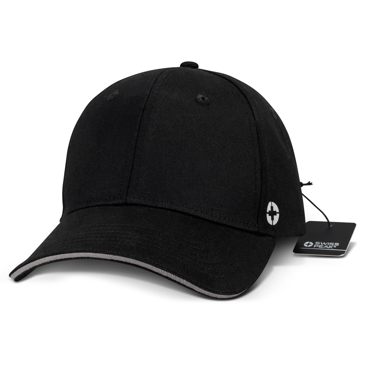 Swiss Peak 6 Panel Cap - Black