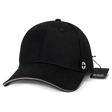 Swiss Peak 6 Panel Cap - Black