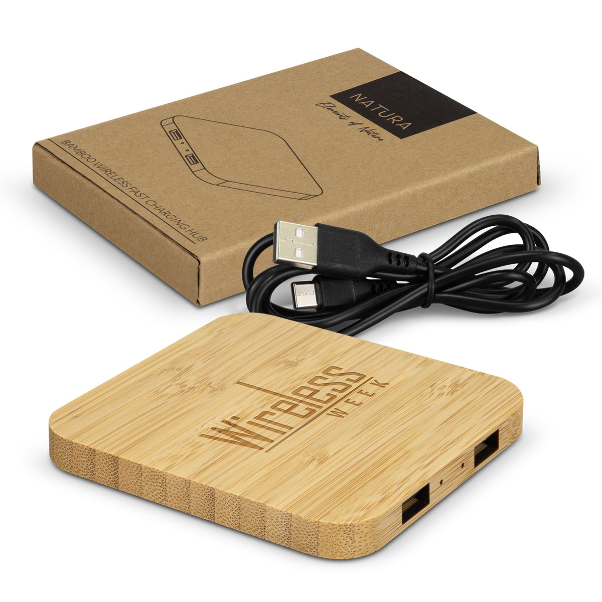 NATURA Bamboo Wireless Fast Charging Hub - Main