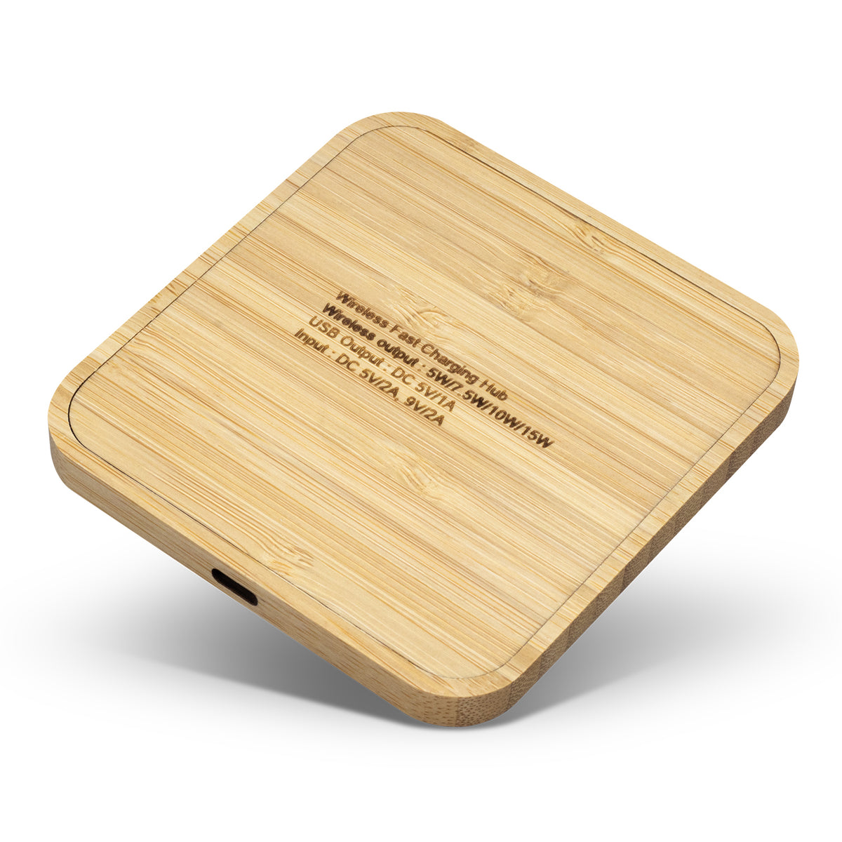 NATURA Bamboo Wireless Fast Charging Hub - Back
