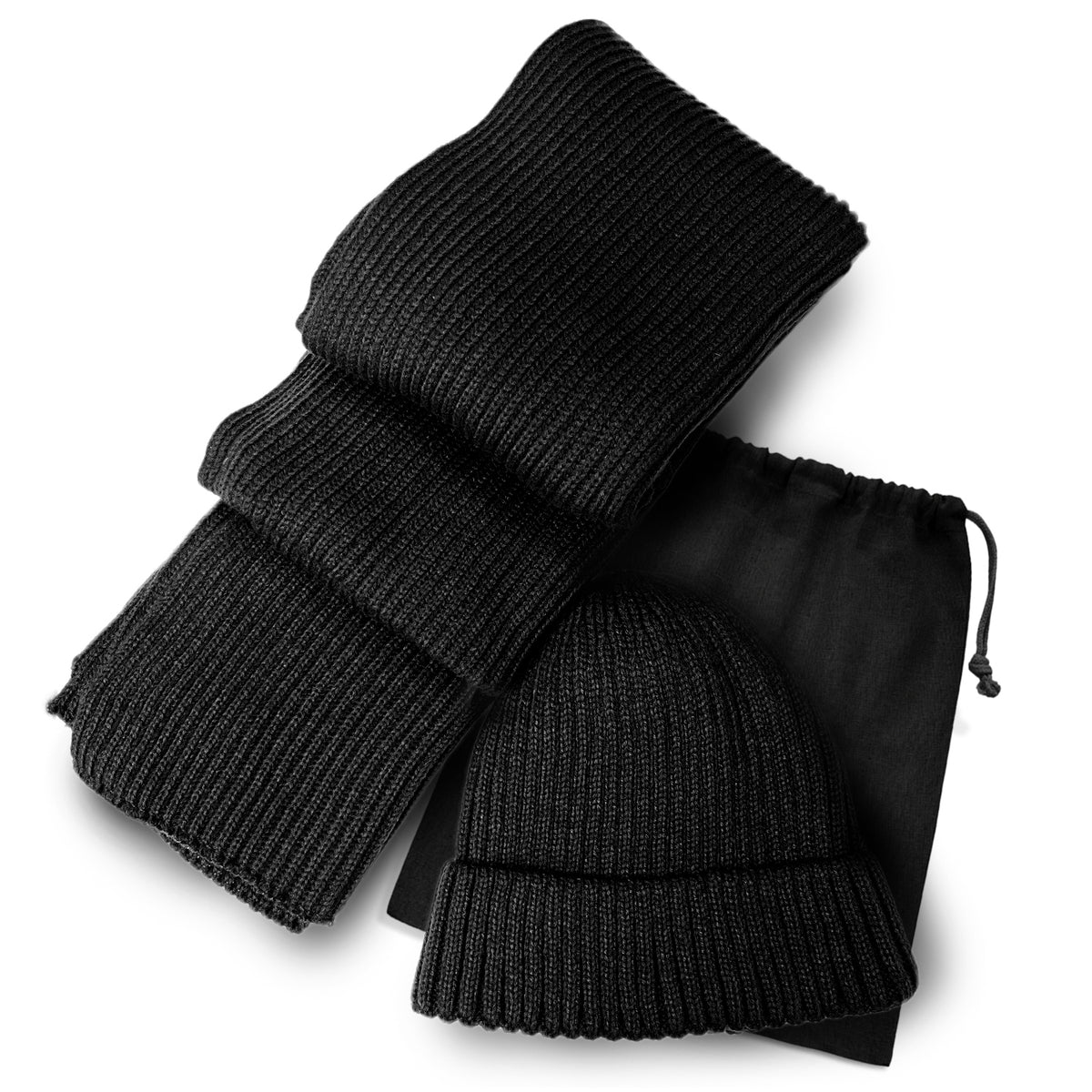 Denali Scarf and Beanie Set - Black