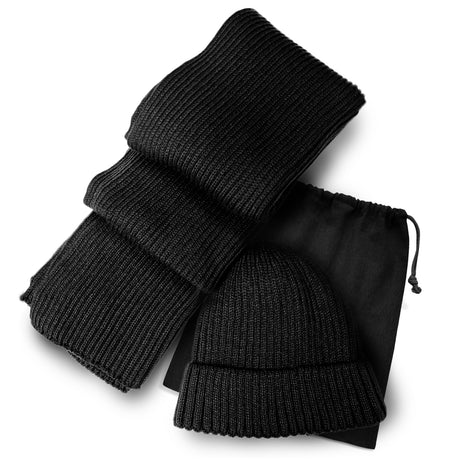 Denali Scarf and Beanie Set - Black