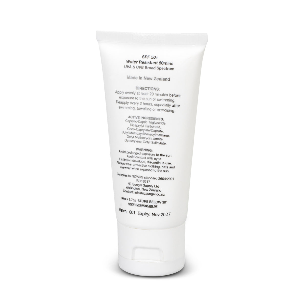 SPF 50+ Sun Gel 30ml Tube - Back