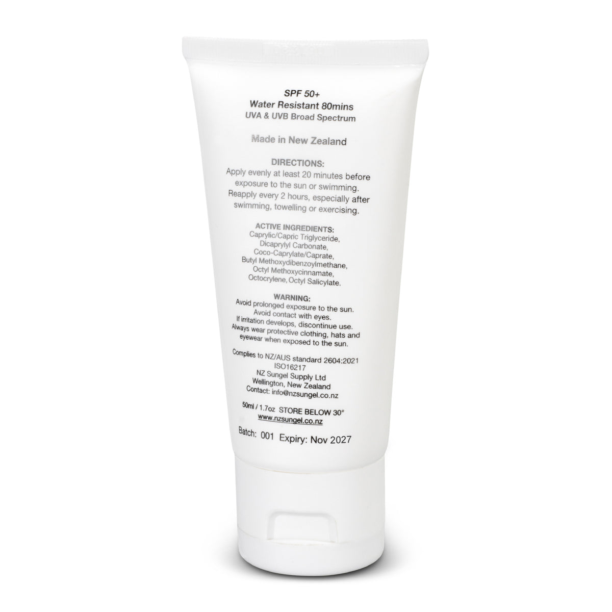SPF 50+ Sun Gel 50ml Tube - Back
