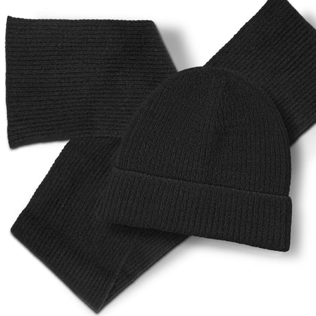 Avalanche Scarf and Beanie Set - Black