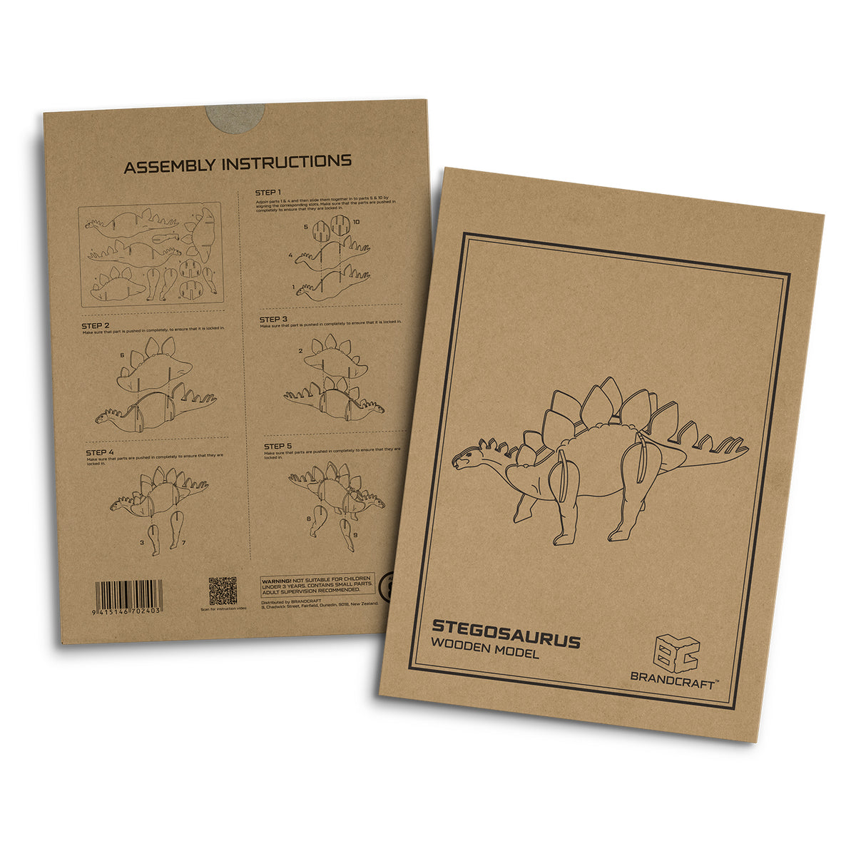 BRANDCRAFT Stegosaurus Wooden Model - Sleeve