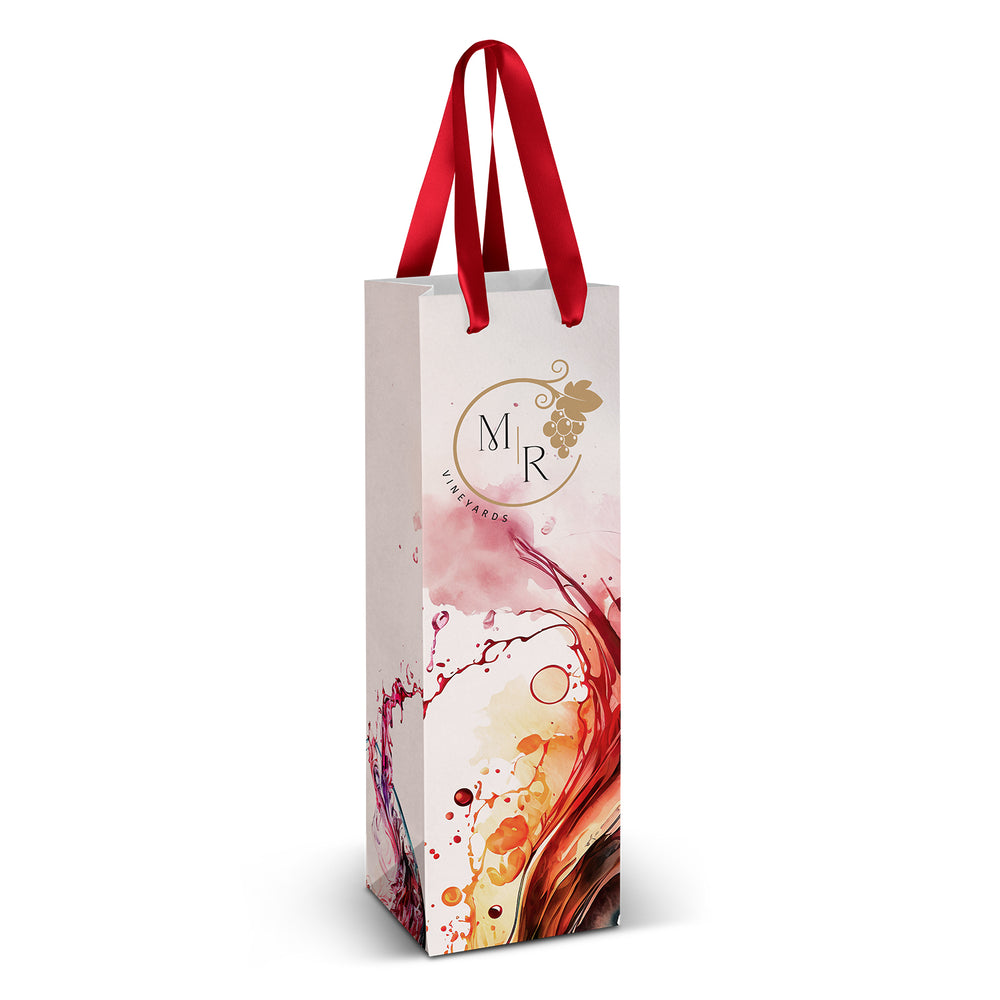 Wine Ribbon Handle Paper Bag - Full Colour - Main