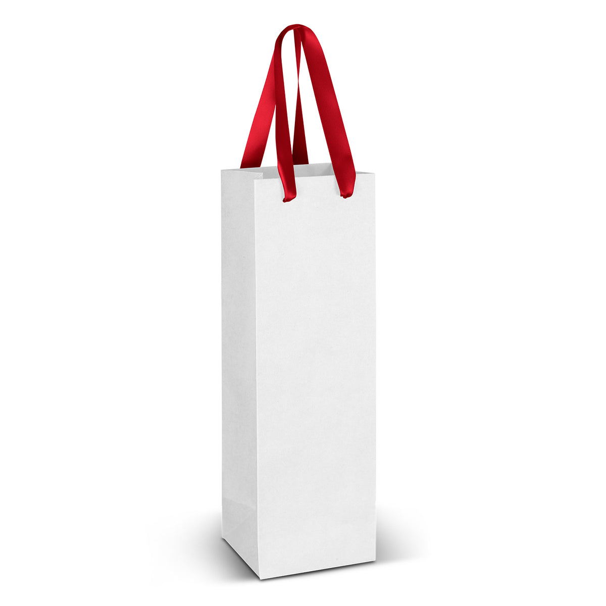 Wine Ribbon Handle Paper Bag - Full Colour - White
