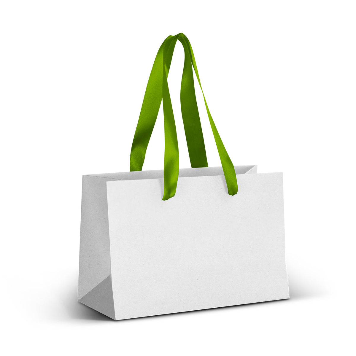 Small Ribbon Handle Paper Bag - Full Colour - White