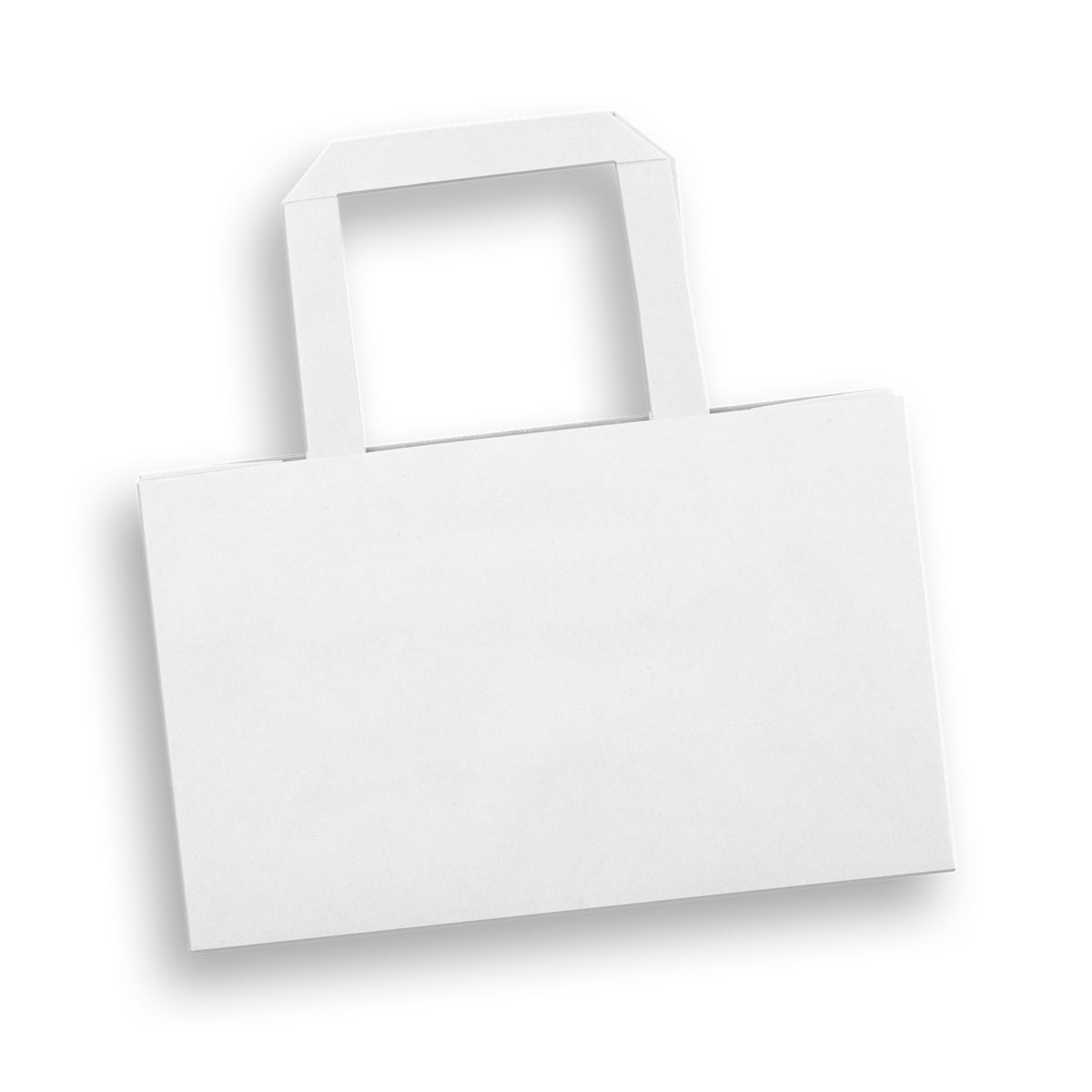 Small Flat Handle Paper Bag Landscape - White