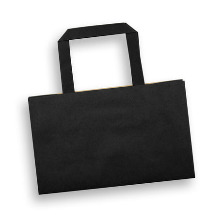 Small Flat Handle Paper Bag Landscape - Black