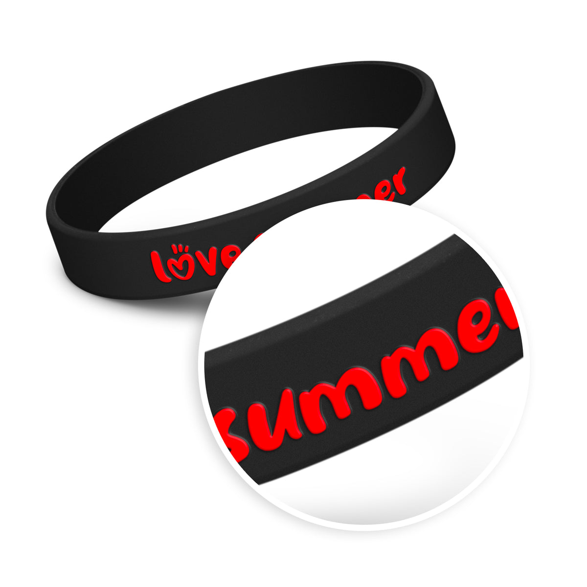 Kids Silicone Wrist Band - Embossed - Print Detail