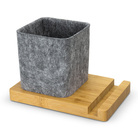 NATURA Bamboo Phone Stand Desk Caddy - Natural/Grey