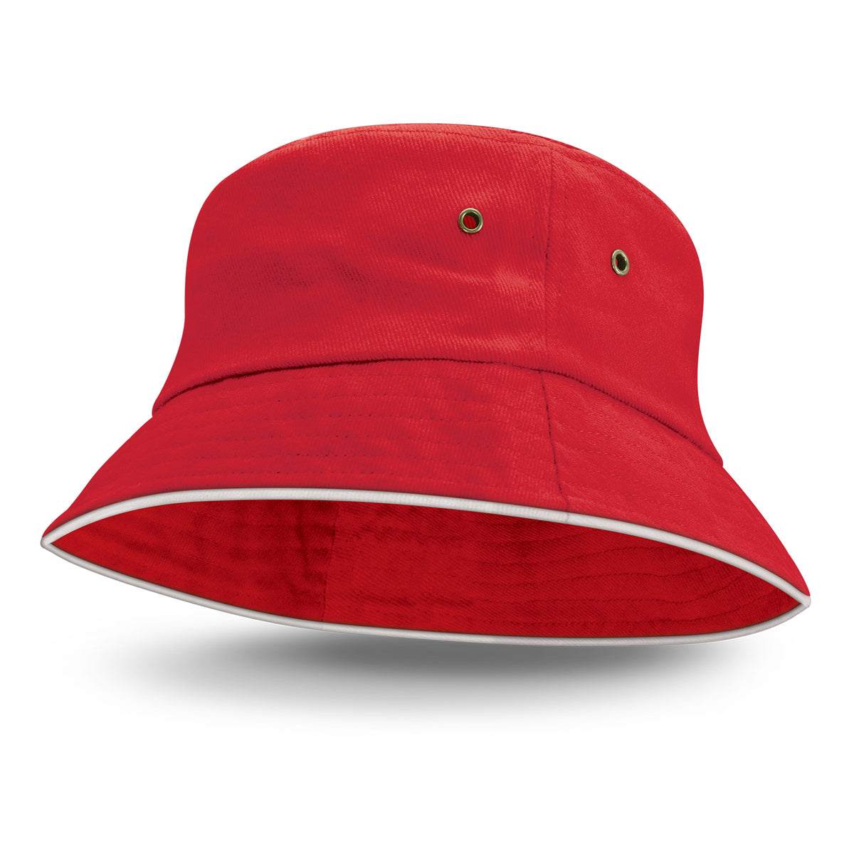 Bondi Bucket Hat - White Sandwich Trim - Sale - White/Red