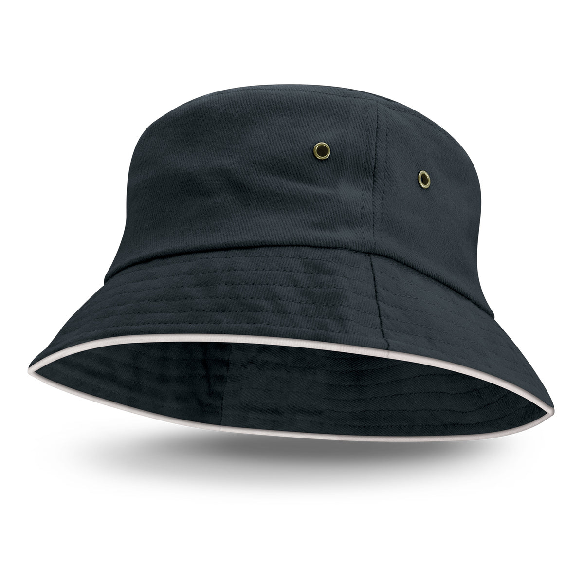 Bondi Bucket Hat - White Sandwich Trim - Sale - White/Navy