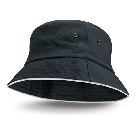 Bondi Bucket Hat - White Sandwich Trim - Sale - White/Navy
