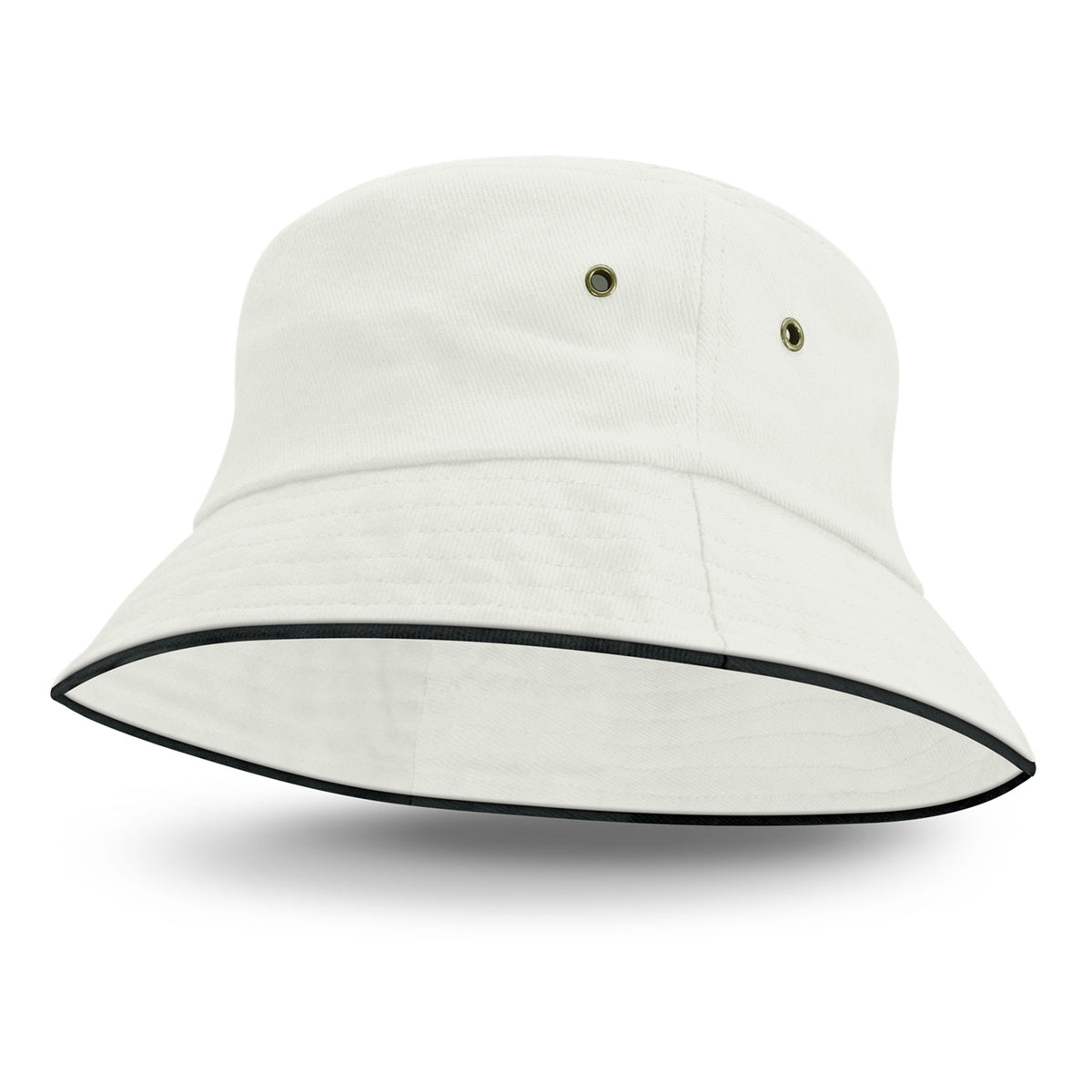 Bondi Bucket Hat - Black Sandwich Trim - Sale - White/Black
