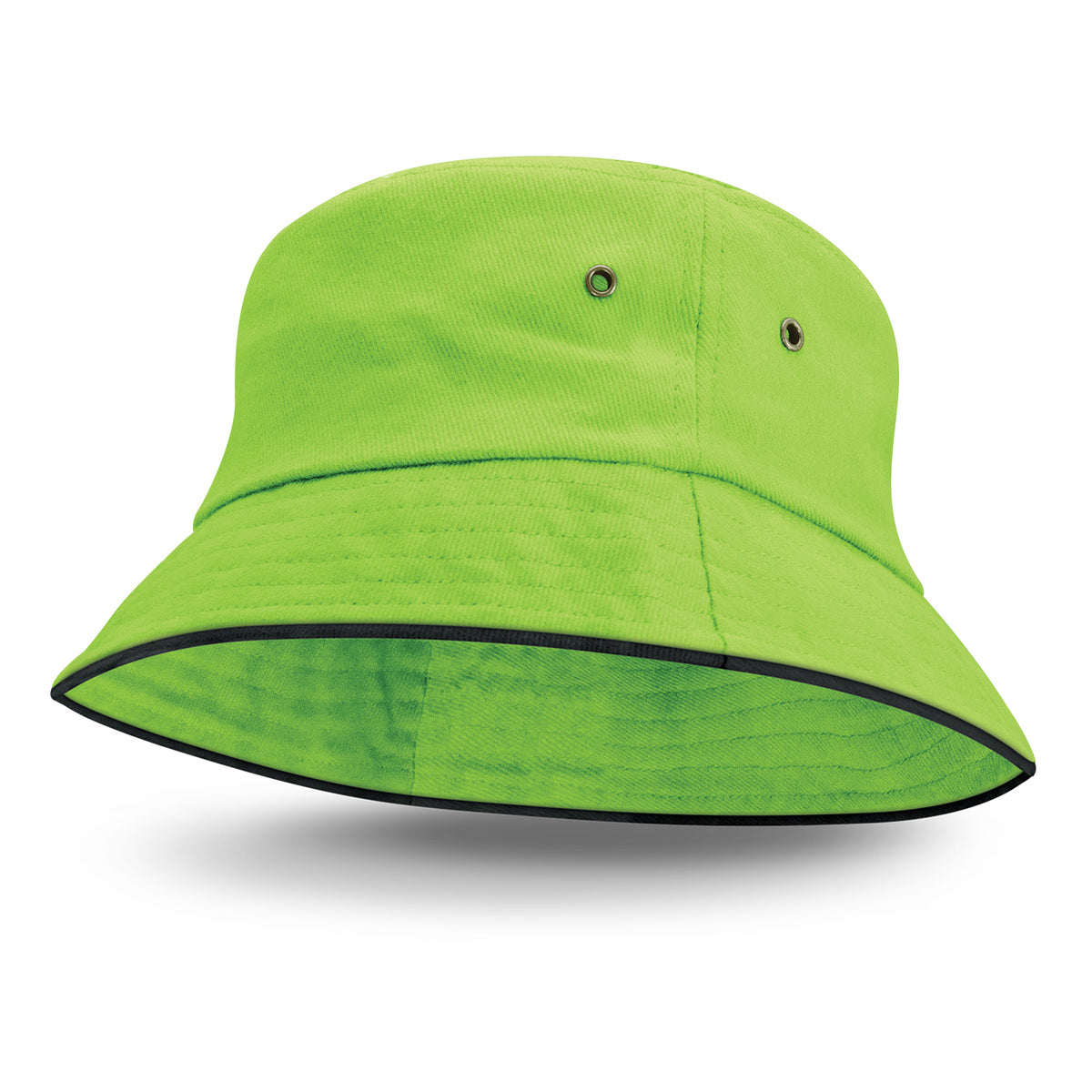 Bondi Bucket Hat - Black Sandwich Trim - Sale - Bright Green/Black