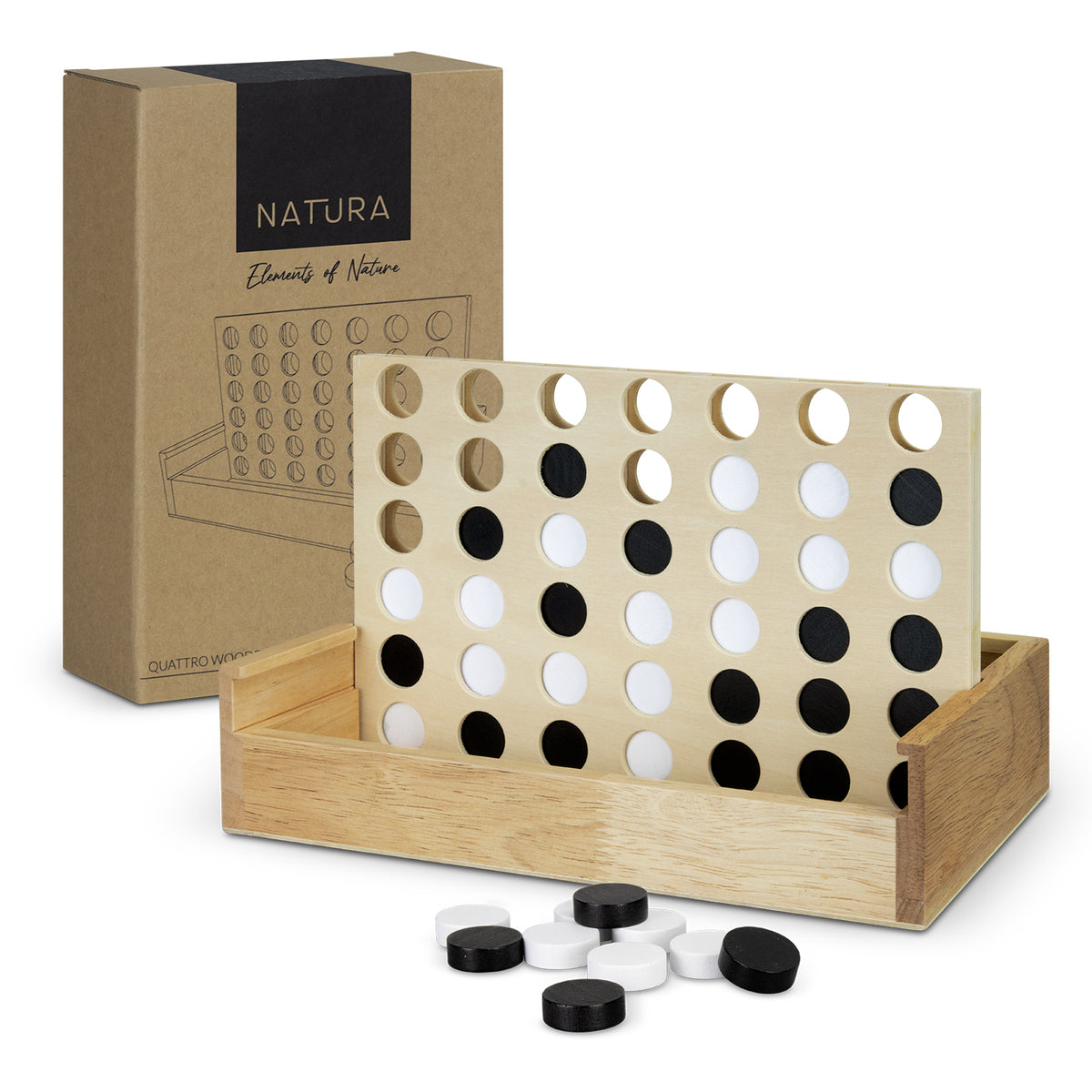 NATURA Quattro Wooden Four-in-a-Row Game - Main