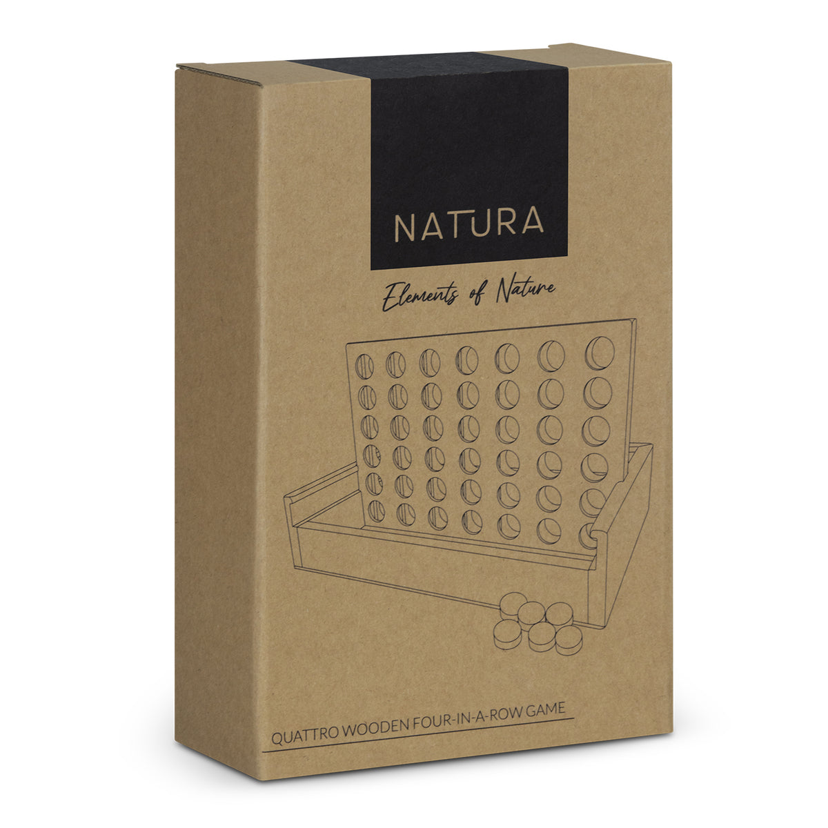 NATURA Quattro Wooden Four-in-a-Row Game - Gift Box