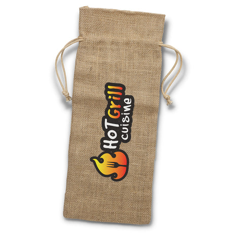 Jute Wine Drawstring Bag - Sale - Main