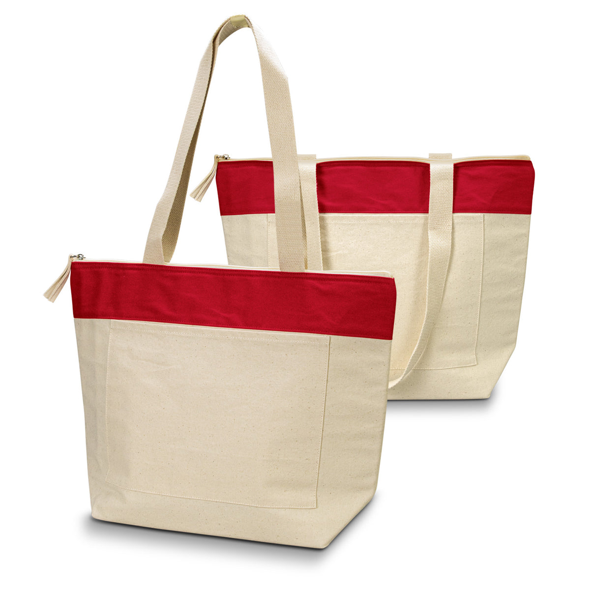 Emporium Cotton Cooler Tote - Natural/Red