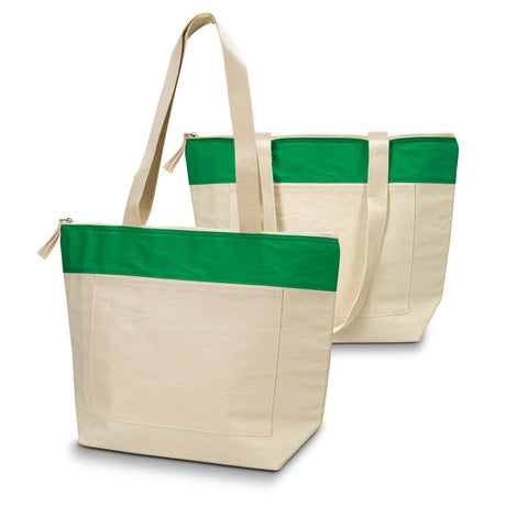 Emporium Cotton Cooler Tote - Natural/Kelly Green