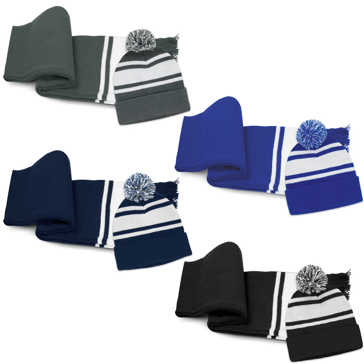 Commodore Scarf and Beanie with Pom Pom Set - Main