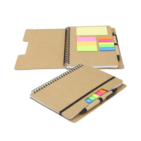 Kraft Notebook with Notes and Flags - Main