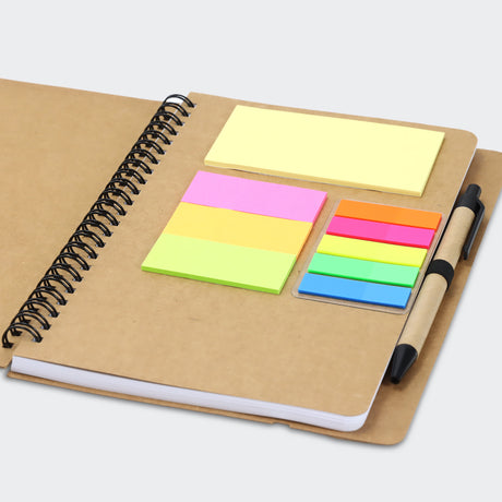 Kraft Notebook with Notes and Flags - Notes and Flags