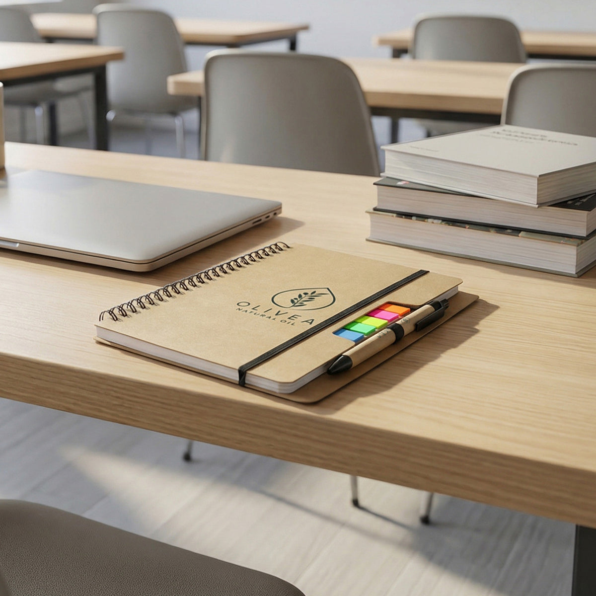 Kraft Notebook with Notes and Flags - Feature