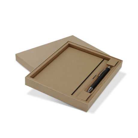 Kraft Notebook and Pen Gift Set - Black Pen